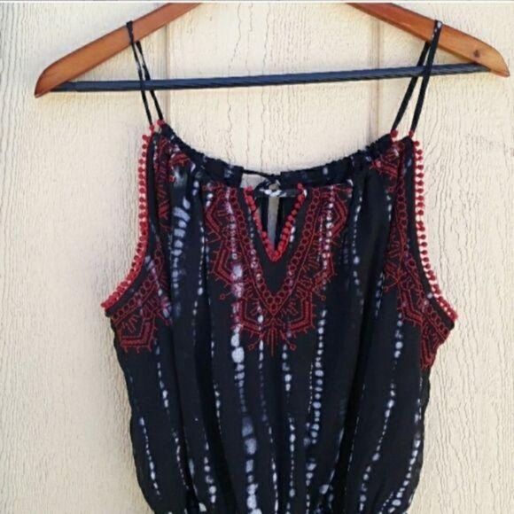 Knox Rose Gothic Witchy Maxi Dress Spaghetti Sheer Reptile Embroidered Blk Sz L - Picture 4 of 8